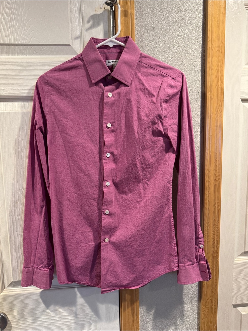 Express Men's Long-Sleeve Dress Shirt — Magenta/Purple